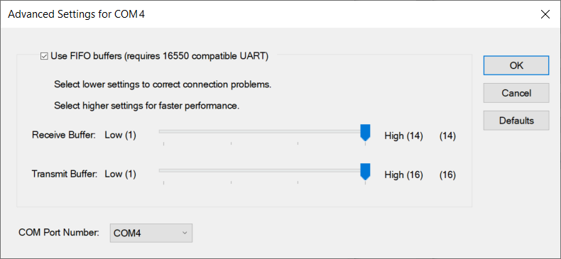 Advanced Settings for COM