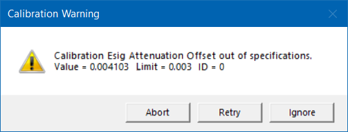 Instrument Calibration - Warning