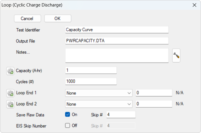 Loop (Cyclic Charge Discharge) setup