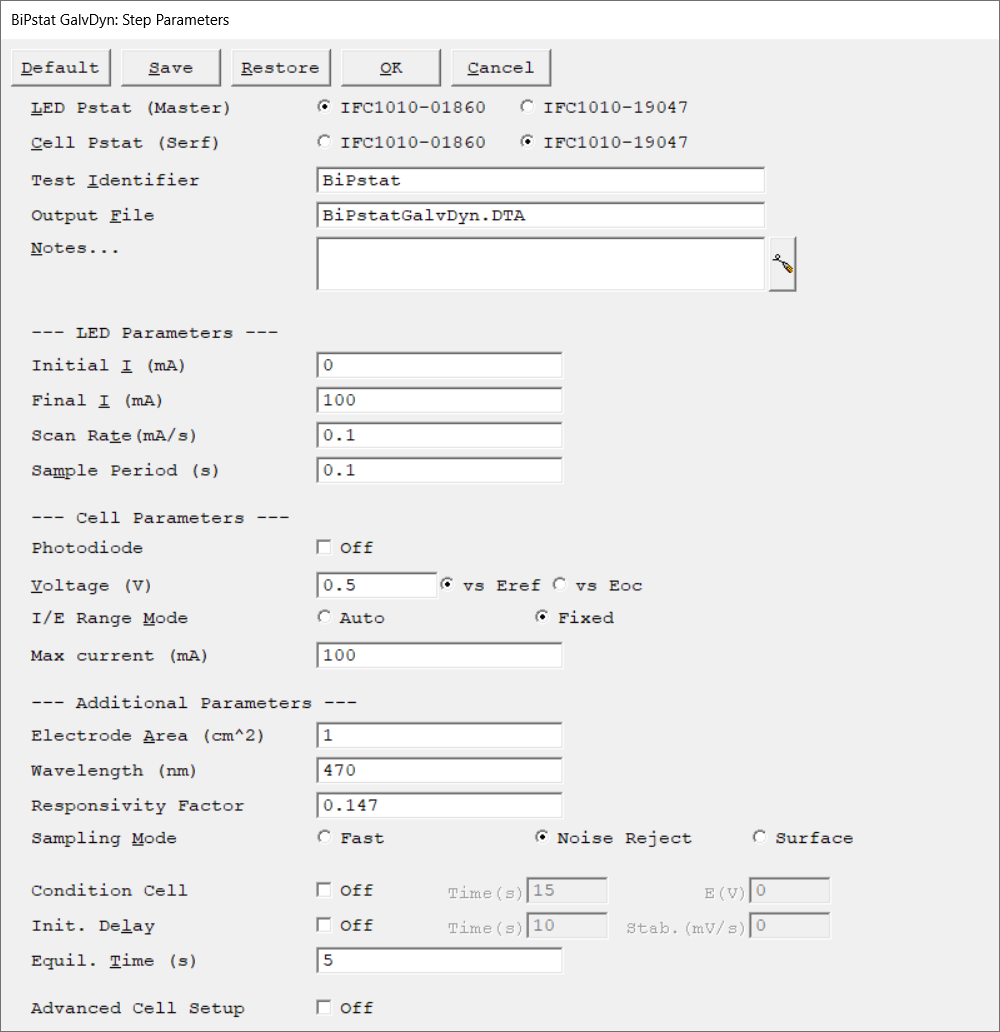 6 - BiPstat GalvDynamic Main - Potentiostatic Serf