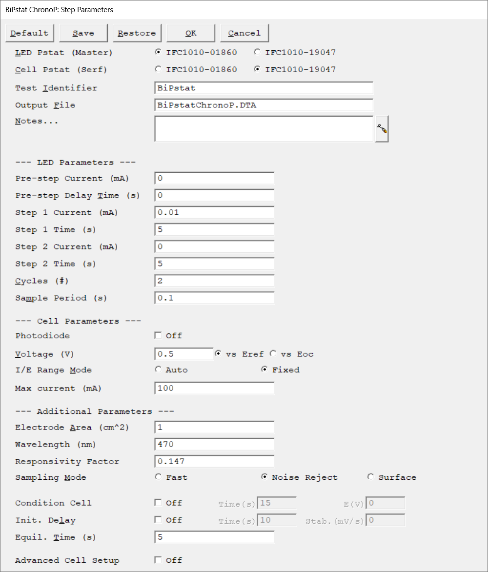 4 - BiPstat ChronoP Main - Potentiostatic Serf