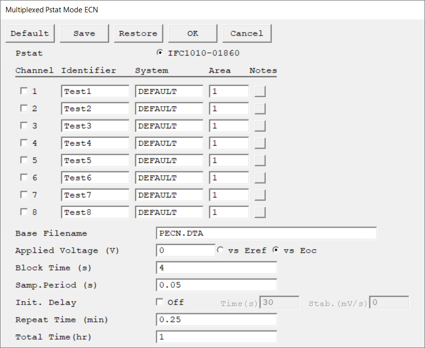 2 - Multiplexed Potentiostatic Mode ECN