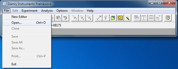 Gamry Framework File > Open