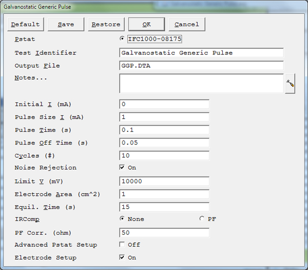 Generic Pulse Setup Parameters