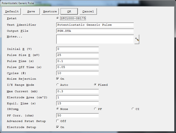 Potentiostatic Generic Pulse