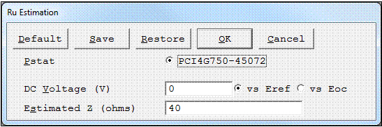 Ru Estimation Setup Parameters