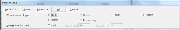 Sampled DC Voltammetry Electrode Setup