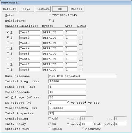 Multiplexed Potentiostatic EIS Repeating Sequential Set-up