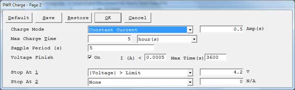 Charge Setup Parameters Voltage Limit