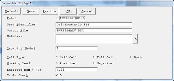 Galvanostatic EIS Setup Parameters