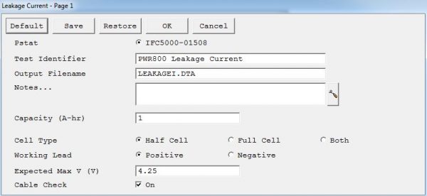 Leakage Current Setup Parameters Page 1