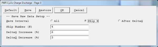 Cyclic Charge-Discharge Setup Parameters Page 3 